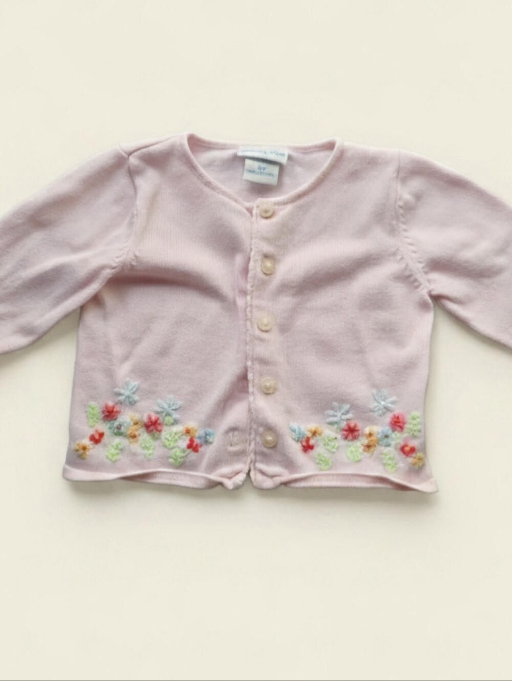 Lullaby Club Baby Pink Embroidered Floral Knit Cardigan Sweater - Size 3-6M